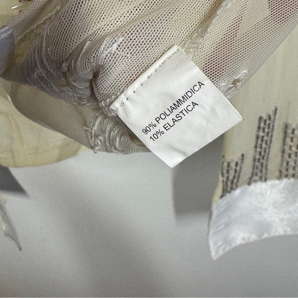 Vintage Taglia Sheer Beaded Satin Blouse Ivory Size M Long Sleeve Dressy Top - Picture 9 of 14